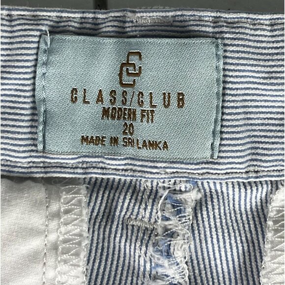 Class Club Modern Fit Striped Chino Shorts Boys 20 Blue White Adjustable Waist - Picture 3 of 8